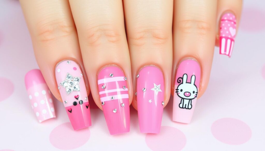 Playful pink nail art