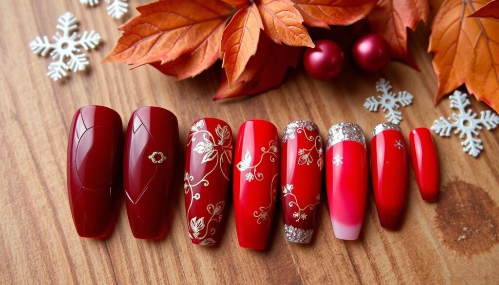 Seasonal red nail designs