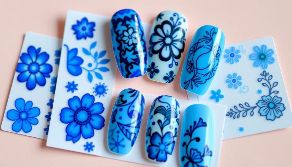 blue nail stickers