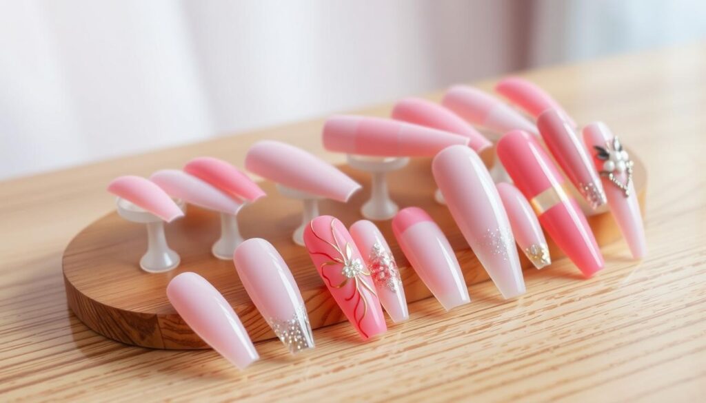 pink nail art