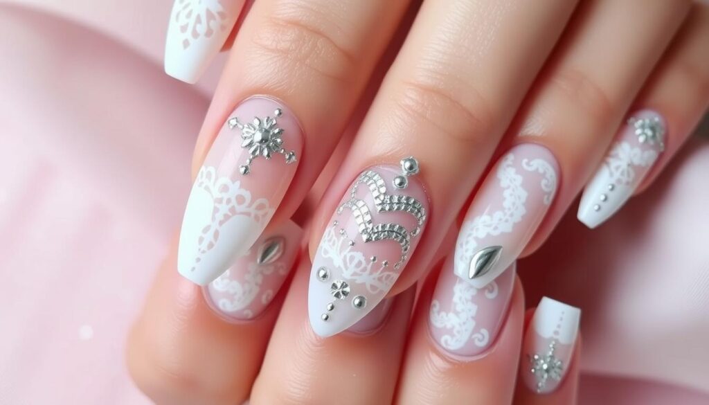 white nail art